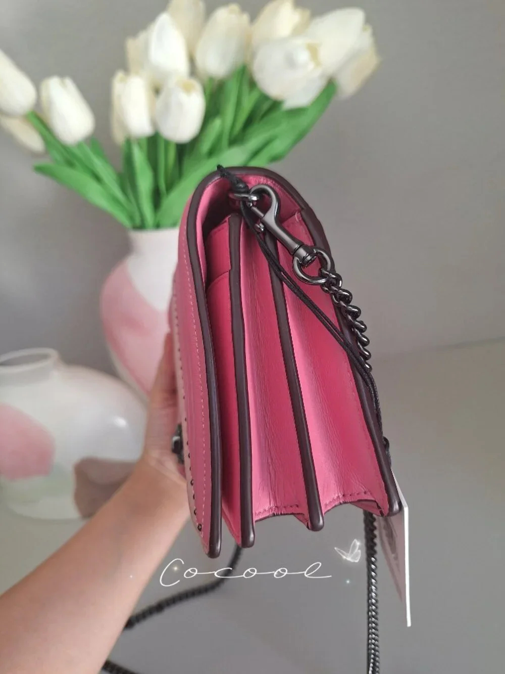 NWT Coach 1941 Dinky Pink Multi Foldove Colorblock Quilting Rivets Bag 27091-New